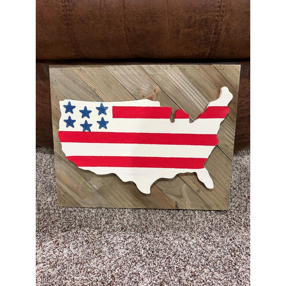 Rustic Hand painted America Sign